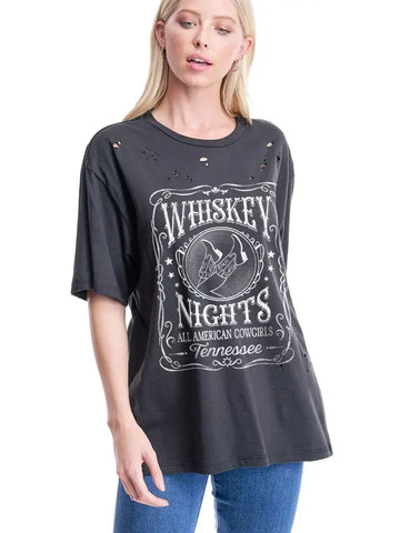 Whiskey Nights Graphic Top