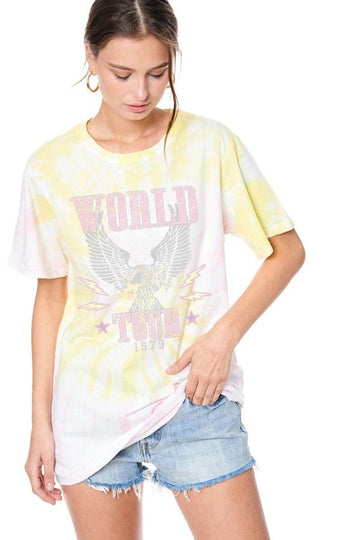 World Tour Vintage Eagle Tie-Dye Graphic Tee